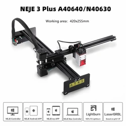 NEJE 3 Plus CNC 레이저 절단기, 목재 조각기 커터, 라우터 프린터, Lightburn LaserGRBL 블루투스 앱, 80W, N40630, A40640