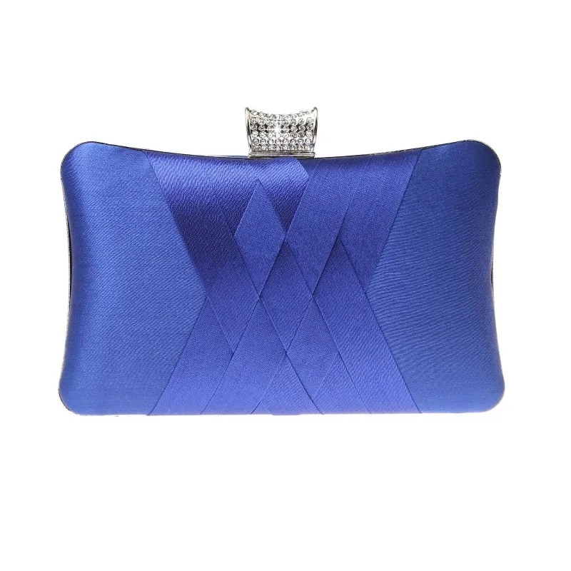 

Simple Design Woven Women's Clutch Bag Elegant Mother's of Bride/groom Knucklebox Evening Purse Square Two Layer Royal Blue Bag