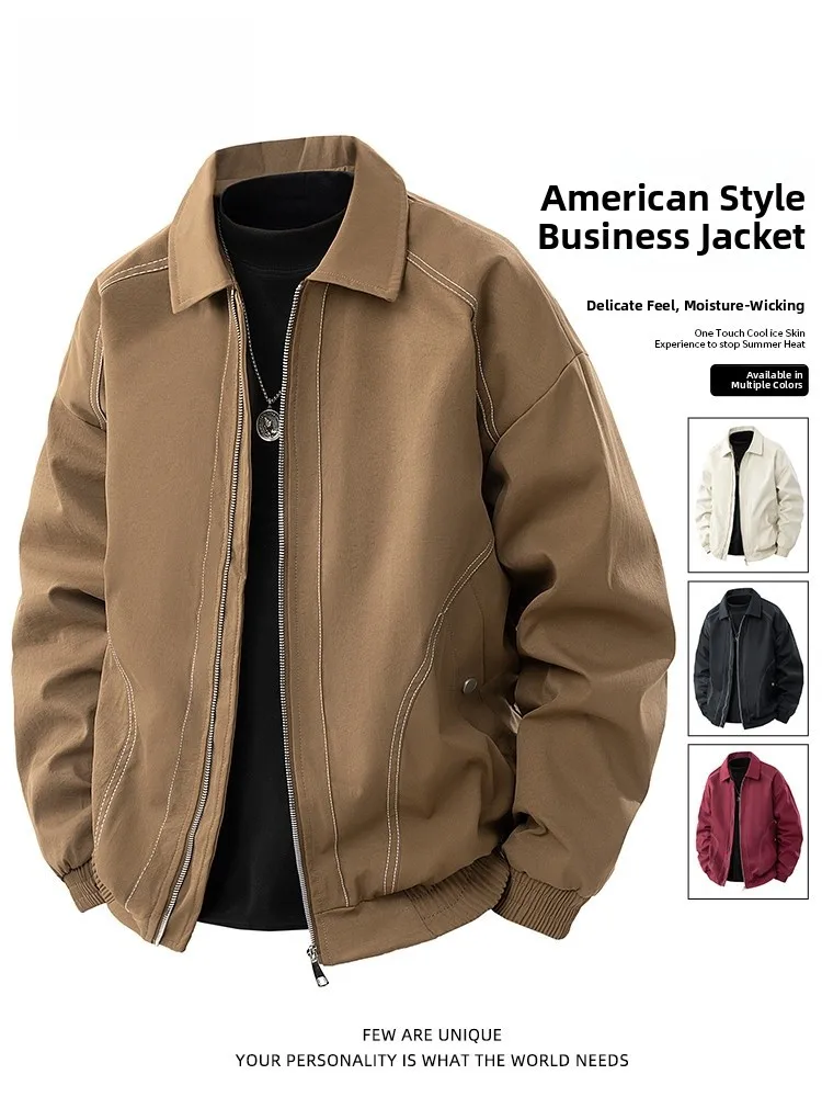 

TUCANO American Deconstructed Jaet Men's Spring Autumn Flip Collar Trendy Brand Windproof Sli Retro Versatile Casual Ja...