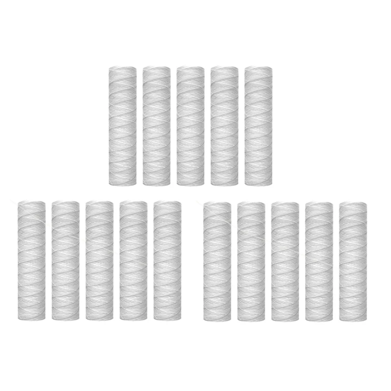 15Pc 10 Micrometre 10 Inch X 2.5 Inch String Wound Sediment Water Filter Cartridge Whole House Sediment Filtration