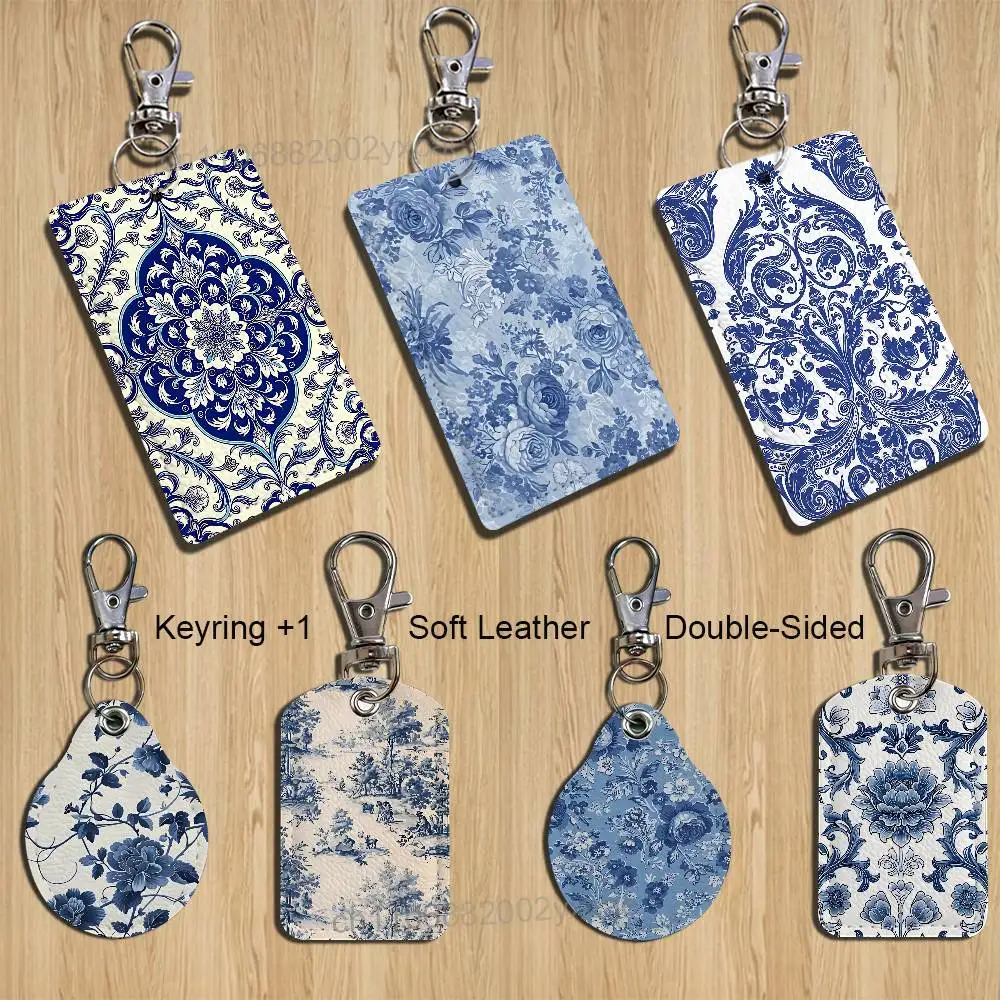 

B-Blue and White Porcelain Holder For Bank Business Work Card Holder Student Card Case Bus Card Keychain