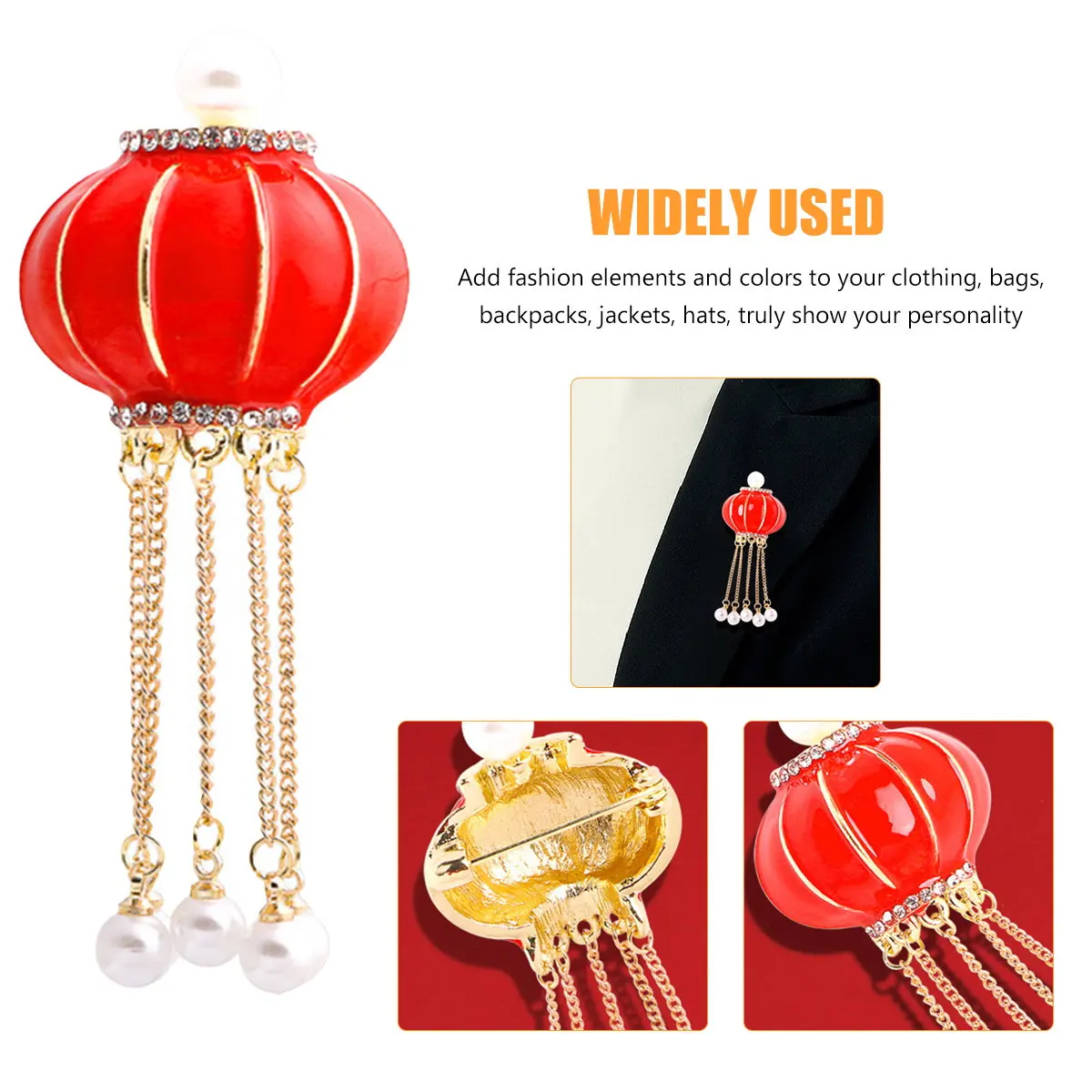 Chinese Style Lantern Brooch Women Brooch Pin Alloy Red Lantern Design Elegant Retro Jewelry Clothes Bag Sweater Dress Hat Scarf