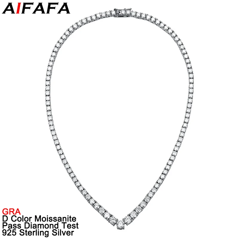 

D Color Full Moissanite Diamond Tennis Chain Necklace s925 Sliver Stunning All Moissanite Diamond V Neck Chain Fine Jewelry GRA