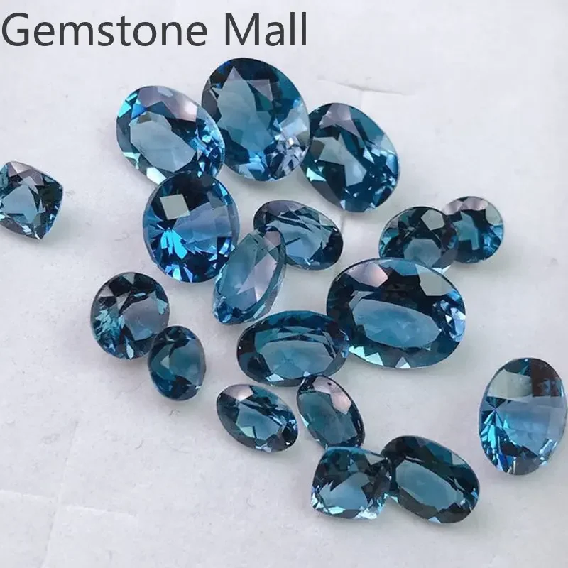 Oval Shape London Blue Topaz 4mm*6mm To 9mm * 11mm Natural Topaz Loose Gemstones for Jewelry DIY