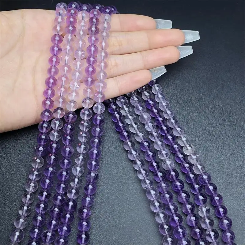 6.8MM Natural Gradient Triple Circle Bracelet Crystal Yoga Reiki Healing Fengshui Stone Stretch Female Holiday Gift 1PCS