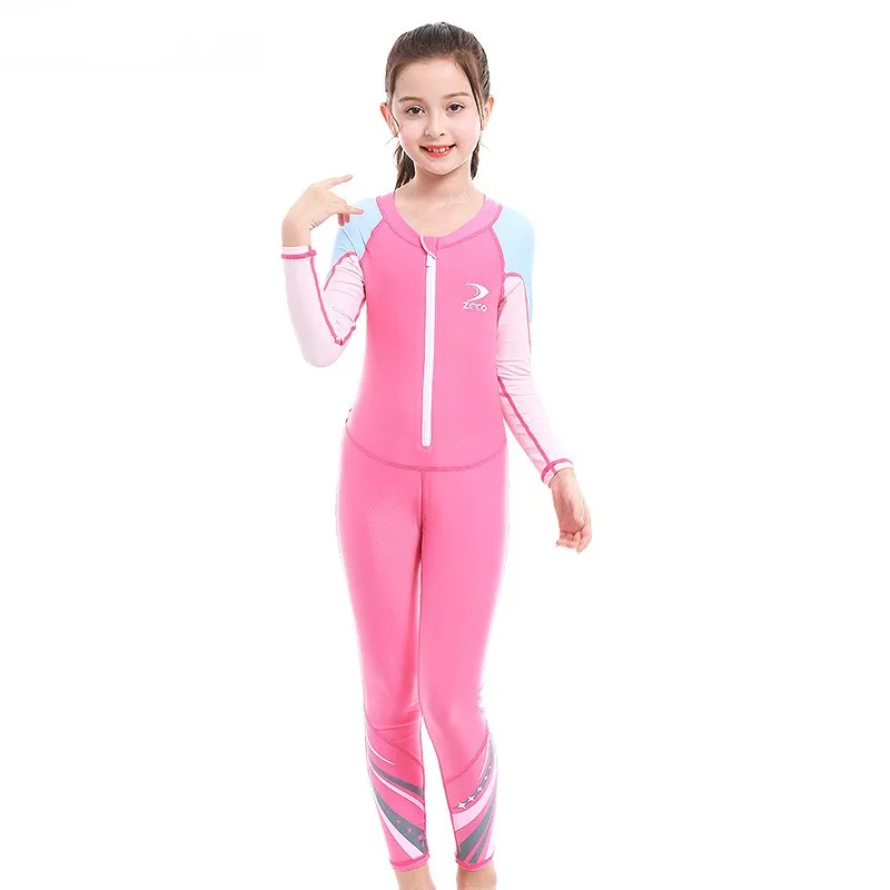 Children's Long-sleeved Surfing Swimsuit, Sun Protection, One-piece Swimwear, Quick-Drying, Boys and Girls, Outdoor, New