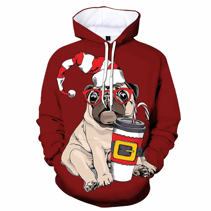 

Funny Ugly Pug Dog 3d Print Hoodies Men's Casual Long Sleeves Sweatshirts Pullover Round Neck Hoodie Autumn Streetwear Coats