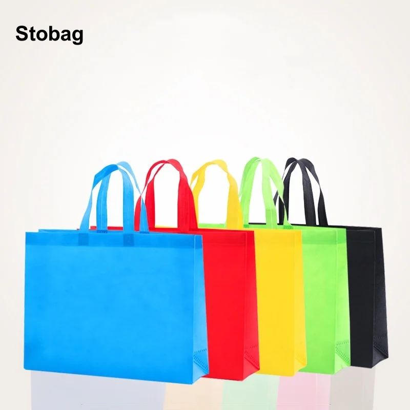 

StoBag 25pcs Wholesale Non-woven Shopping Tote Bags Fabric Eco-friendly Storage Reusable Large Pouches Custom Logo(Extra Fee)