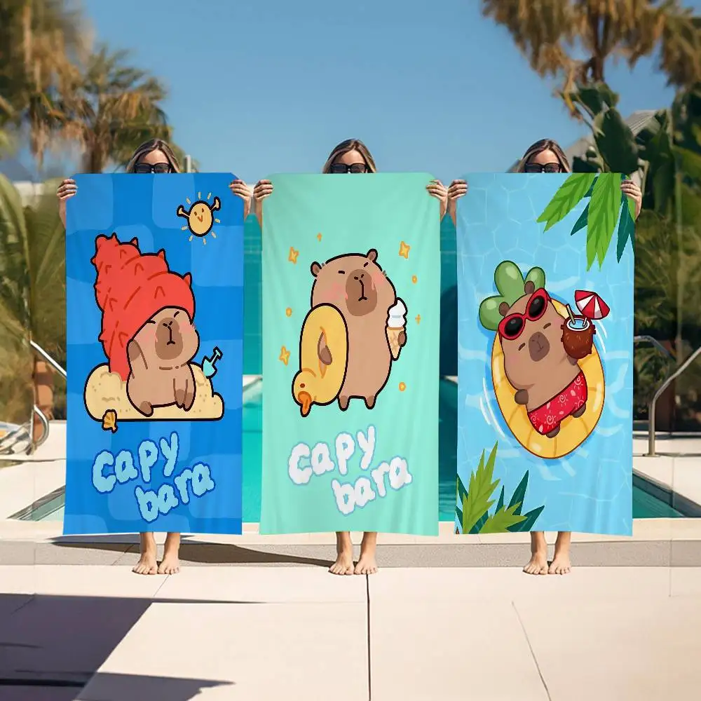 Capybara Cute Animal Microfiber Blanket Quick Drying Beach Towels Oversized Printing Super Absorbent Pool Towel Blanket