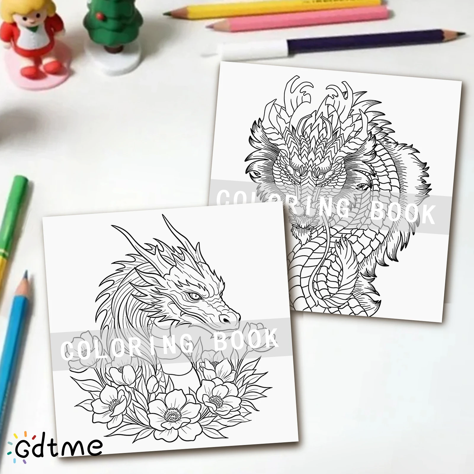 Künstlerisches Drachen-Malbuch, aufwendige und entspannende Designs für Erwachsene, Aktivitätsbuch zur Stresslinderung und Achtsamkeit – Detail 7
