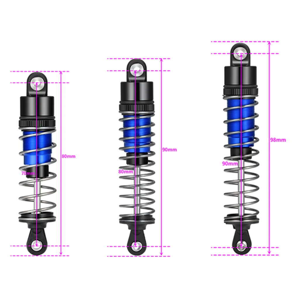 AXSPEED 4Pcs Metal Shock Absorber Oil Damper 70/80/90mm for 1/10 RC Crawler Car Axial SCX10 Wraith D90 TRX4 TRX6 Upgrade Parts