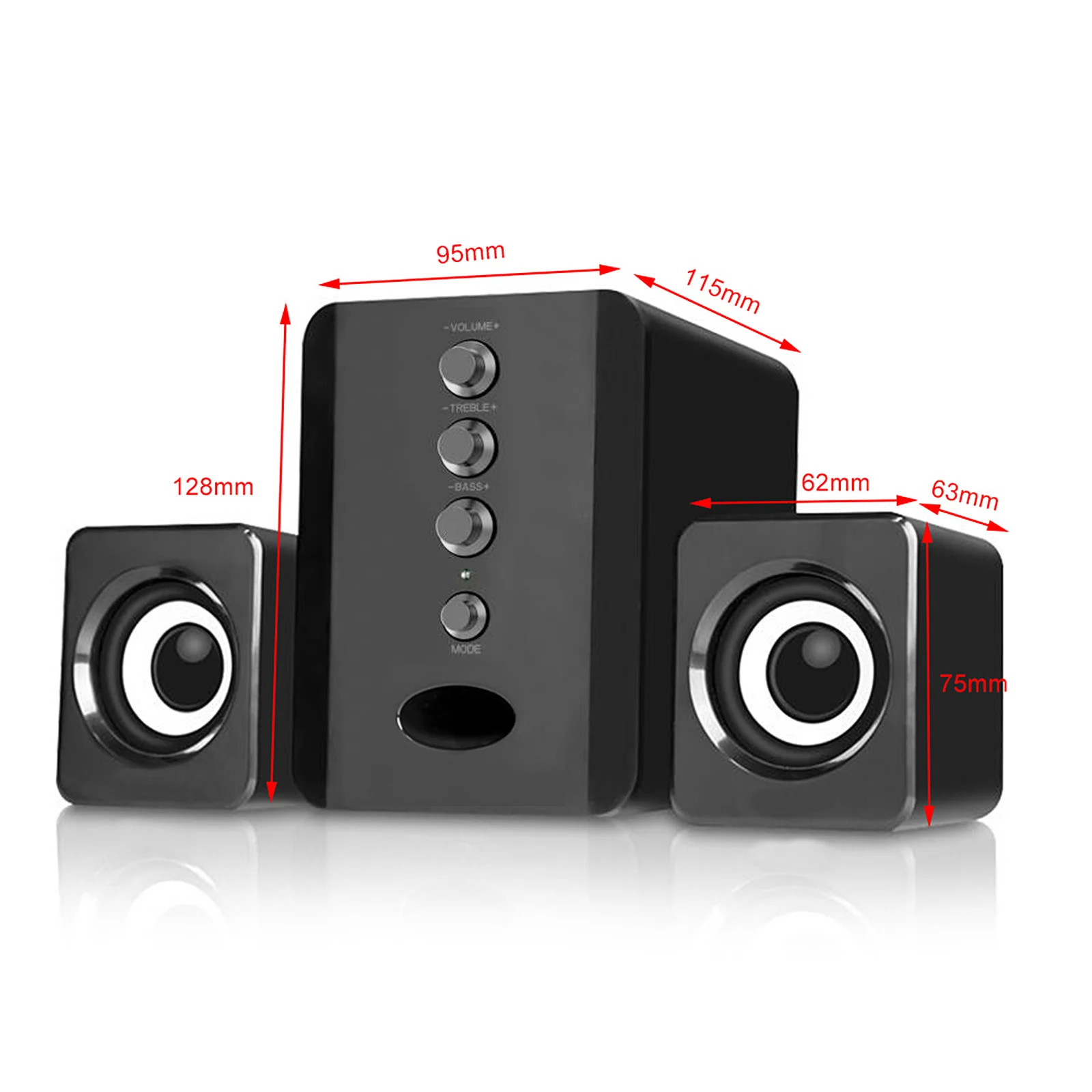 D-202 Wired Speaker Combination Computer Speaker Bass Stereo Music Player Subwoofer Sound Box for Desktop Laptop Notebook Tablet