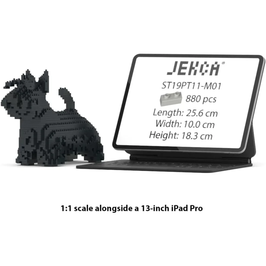 JEKCA Scottish Terrier 01SM01 Blocos de construção de plástico para cães para entusiastas avançados, ideais para construção criativa e coletora