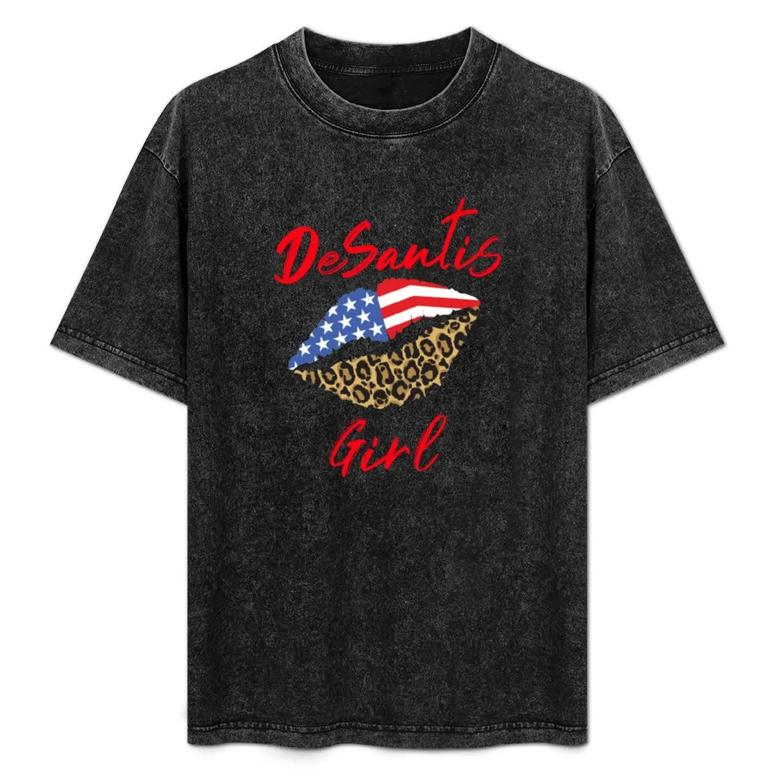 

DeSantis Girl, Florida Governor, USA Patriotic Leopard Lips T-Shirt Comfortable Daily Wear Tee