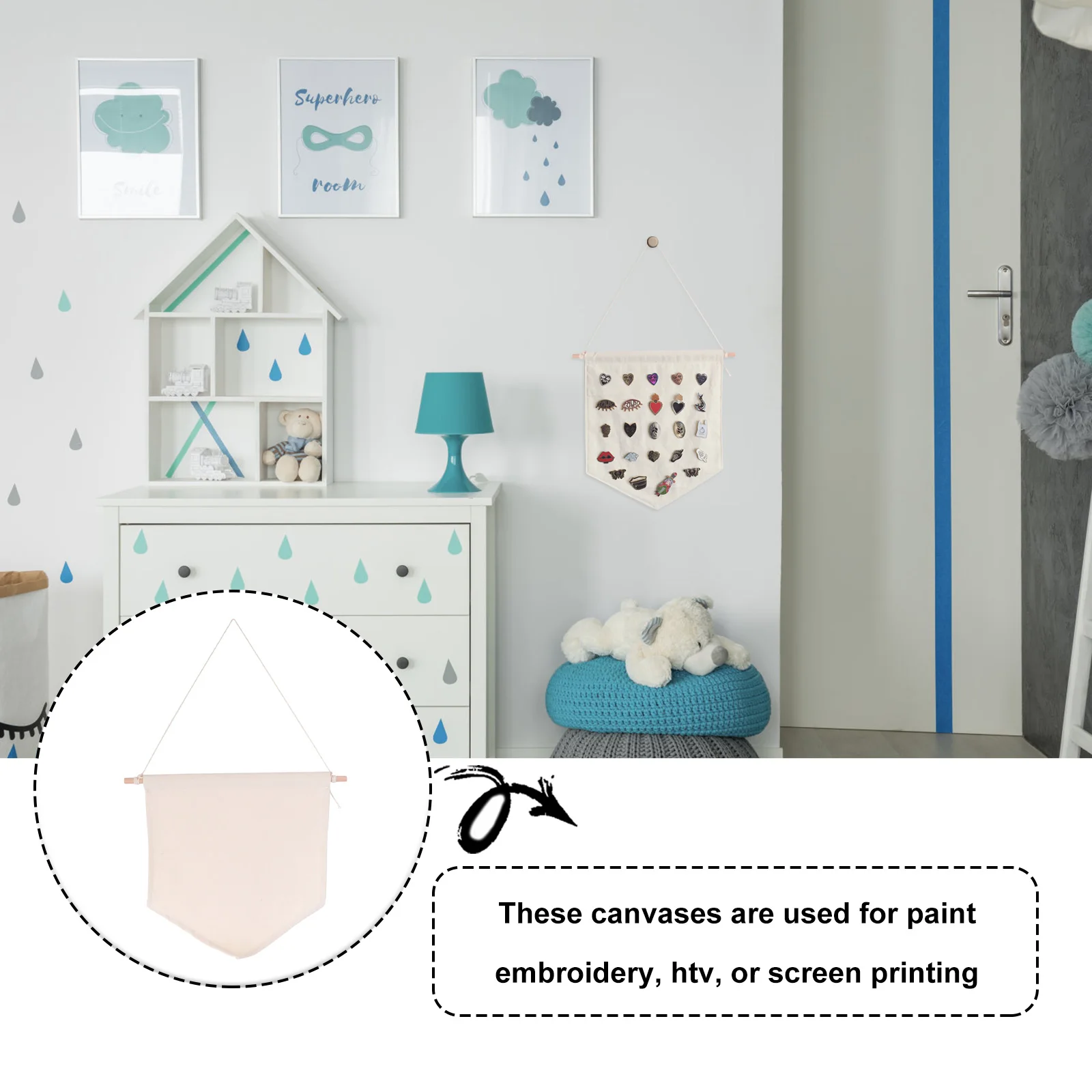 

Wall-hung Brooch Display Hanging Blank Pennant Flag Pin Jewelry Canvas Banner Beige Child