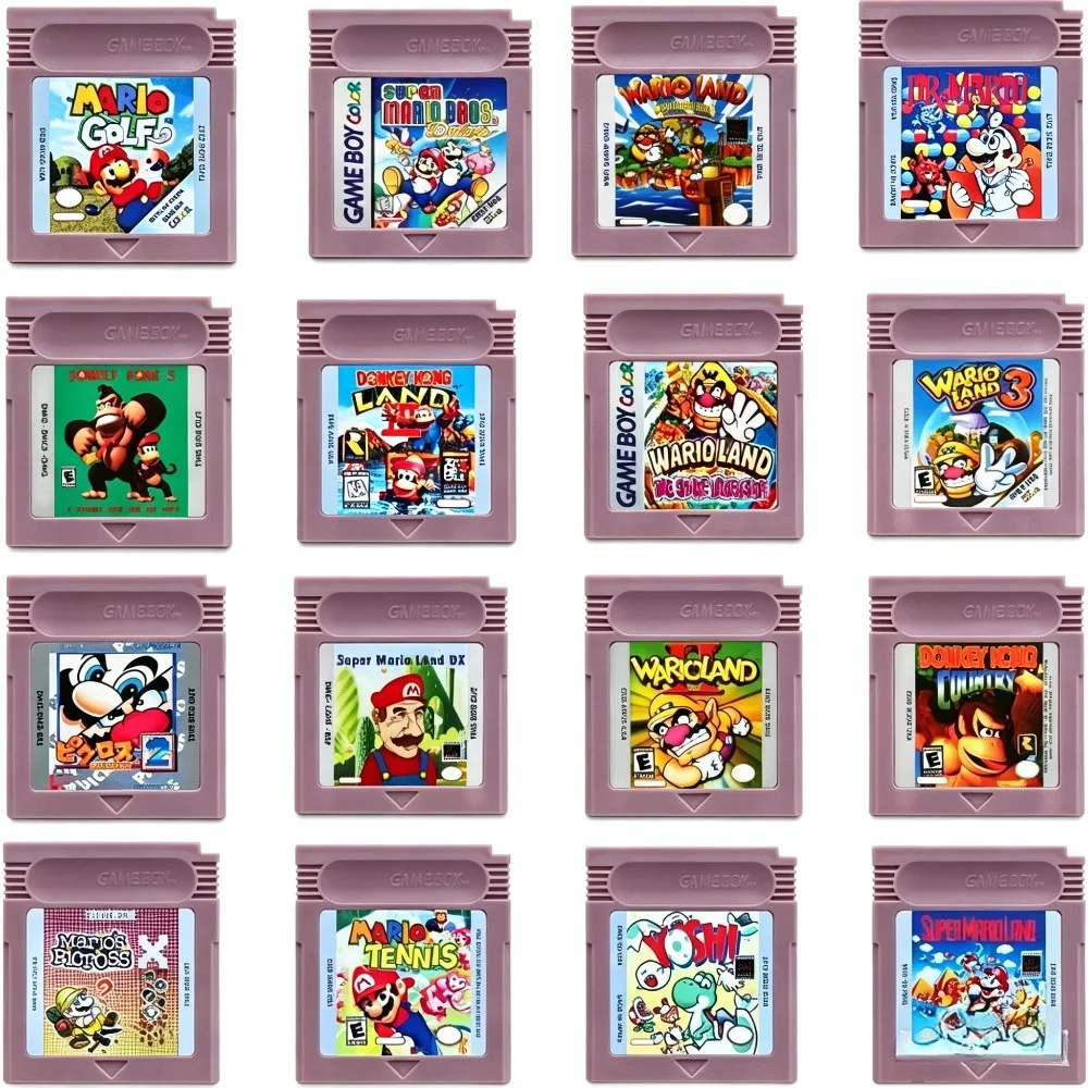 Cartouche de jeu Mario Wario Donkey Kong Yoshi Series GB GBC, 16 pièces, cartes de jeu rétro pour Game Boy Color, collection de consoles portables