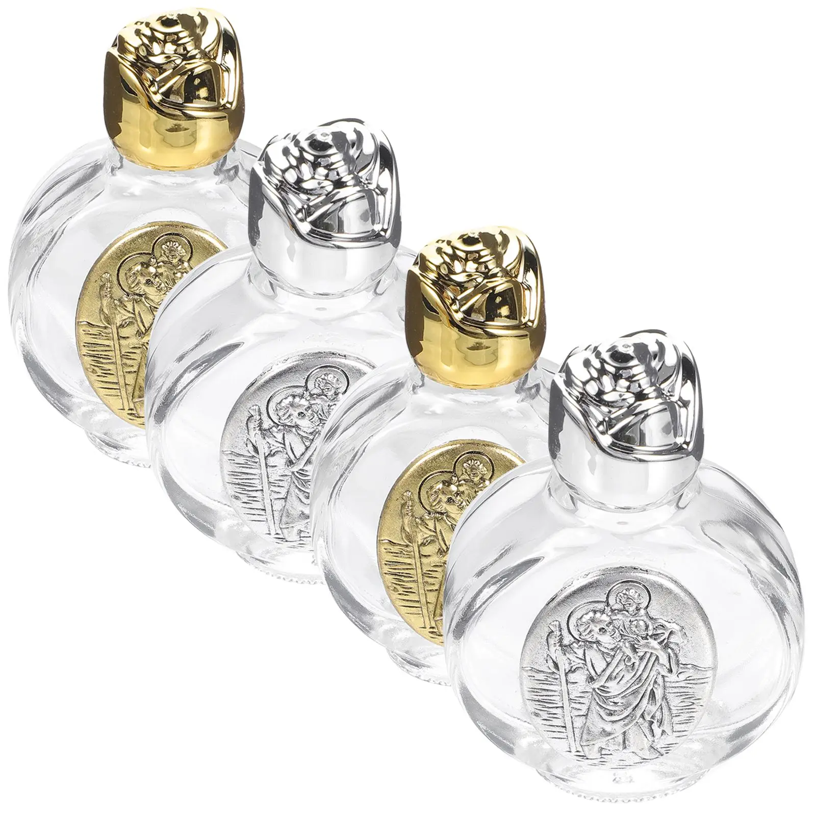 

4 Pcs Embossed Holy Water Bottle Flask Tiny Bottles Glass Decorative for Home Little Baby