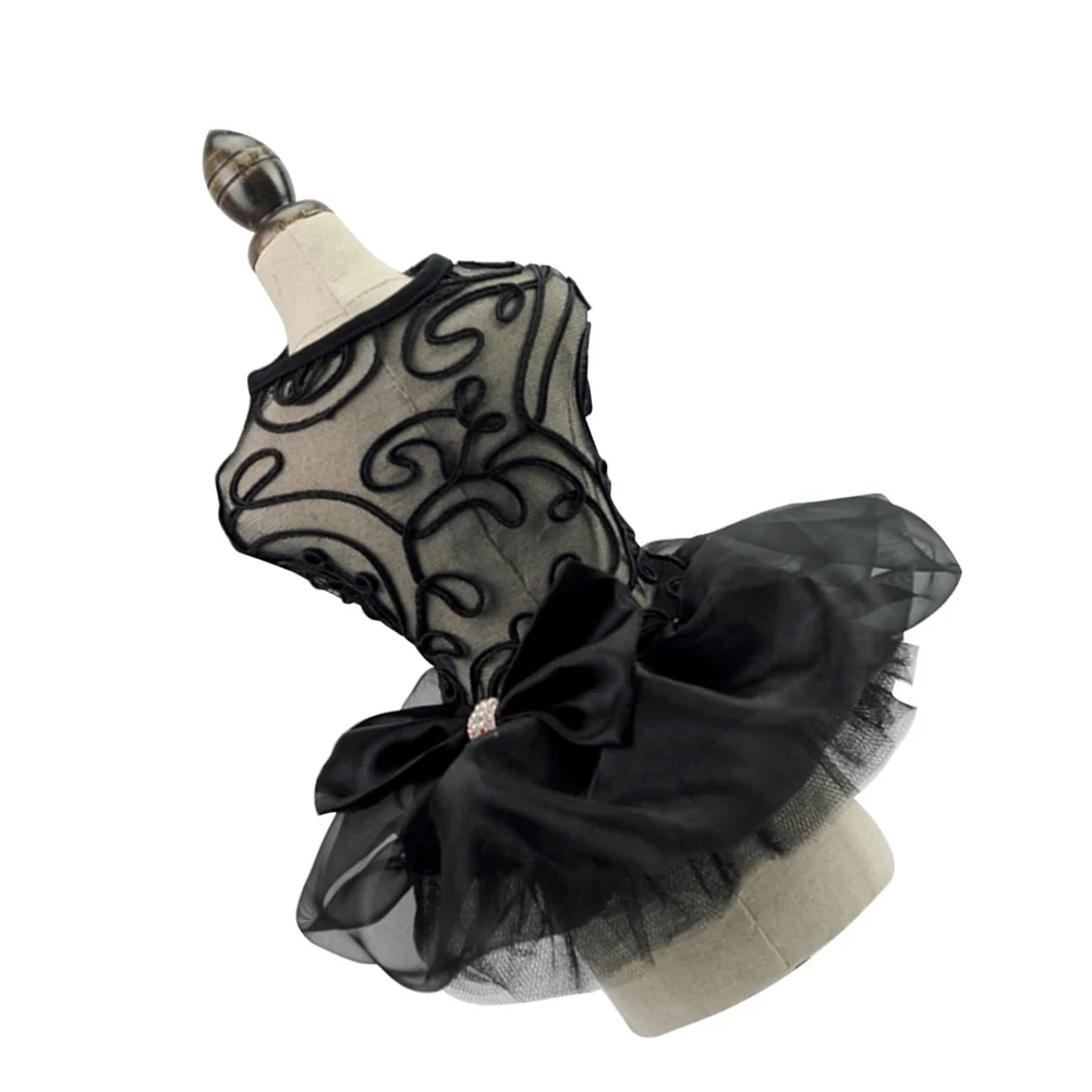 

Wedding Dress Black Size S Lace Pet Costume For Outfit Durable Dog Clothes Pet Dress Party Dog Cloth Party