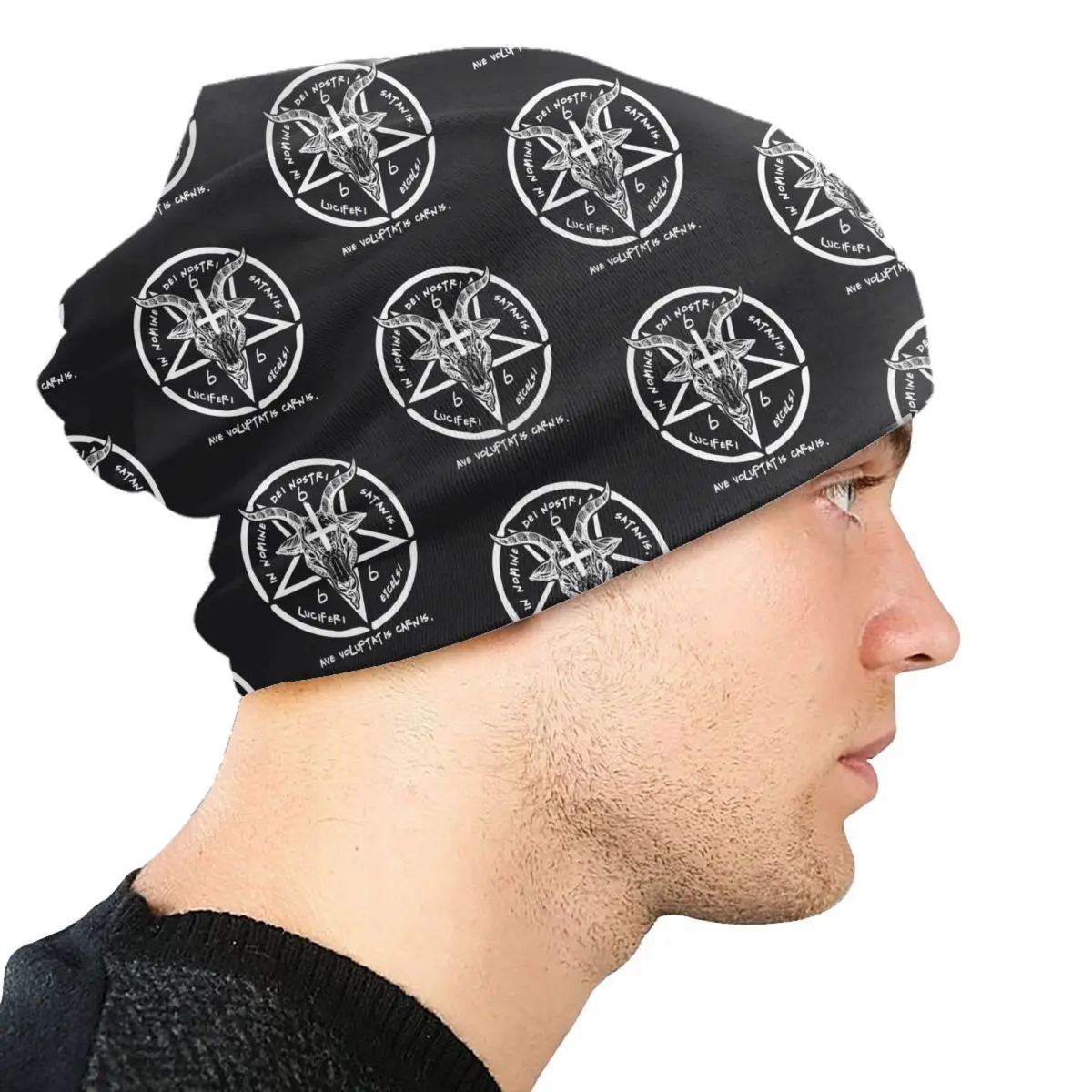 666 Baphomet Skullies Beanies Caps Unisex Winter Warm Knitting Hat Hip Hop Sigil Of Satan Knights Templar Bonnet Hats Ski Cap