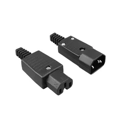 IEC320 C14 C13 AC Electrical Socket Power Supply Plug Socket Black IEC C13 Male Plug Rewirable Power Connector 3 Pin Ac Socket
