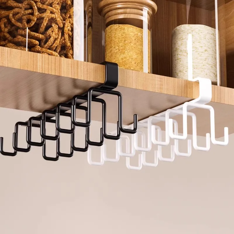 1PC Hole-free Household Kitchen Cup Rack, Hanging Hook, Tie and Scarf Storage Rack