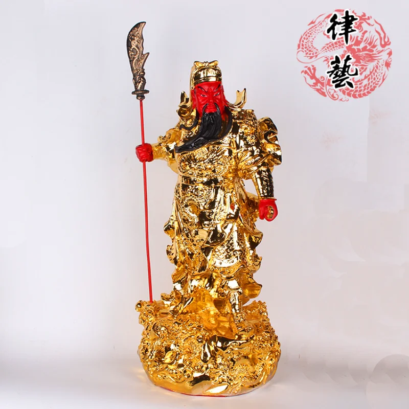 

Guan Gong Statue Multi-size Home Offering Gold-plated Resin Buddha Figurine God of Fortune Wealth Chinese Decor Temple Door-god