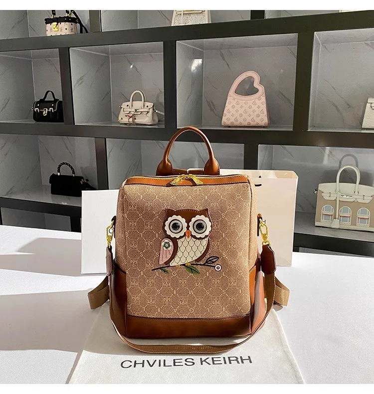 

High Quality Cute Owl Fashion Backpack Large Capacity Printing Letter Shoulder Bag Women's Handbag Crossbody Bag Travel Bag