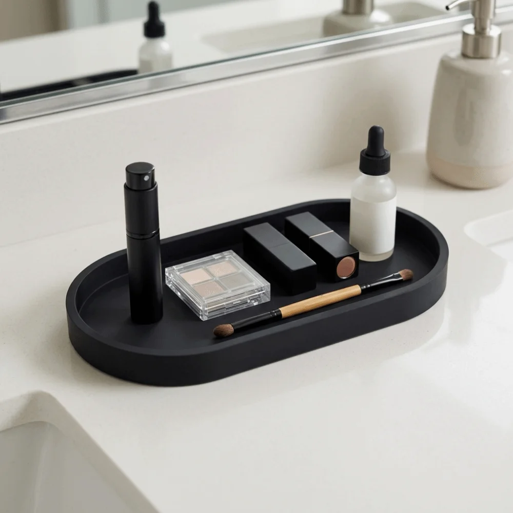 2Pcs Practical Silicone Storage Tray Soft Oval Organizer Tray Smooth Flexible Oval Platter Sundry Storage