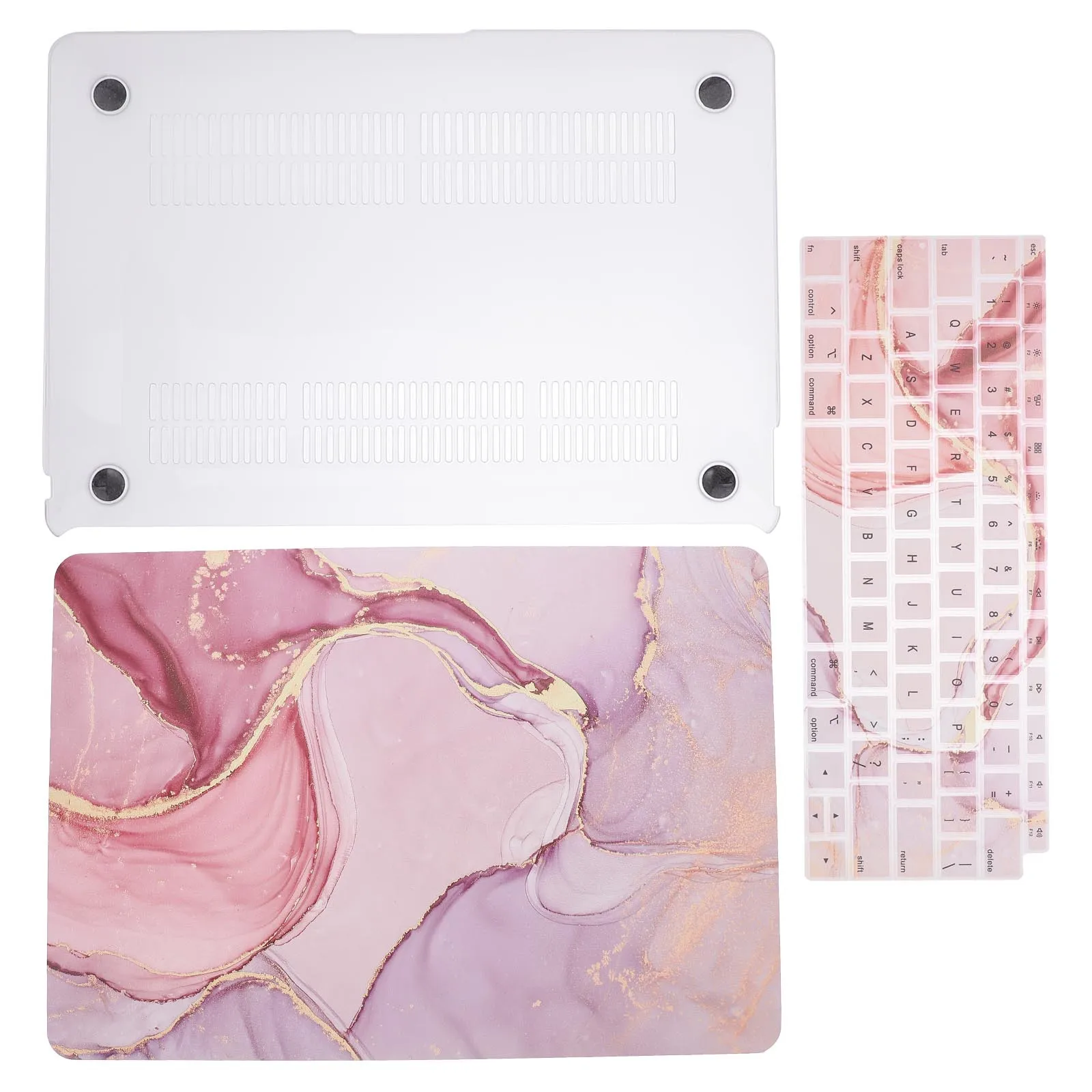 

2Pcs Marble Pattern Laptop Protective Case Durable Plastic Shell Keyboard Cover Kit Laptop Protector Anti-Scratch Cover