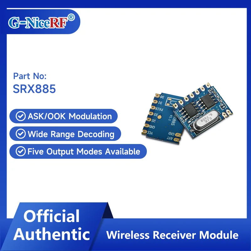 

G-NiceRF | 10 PCS/Lot SRX885 315/433MHz ASK Receiver Module With Multi-function Decoding ASK/OOK Modulation