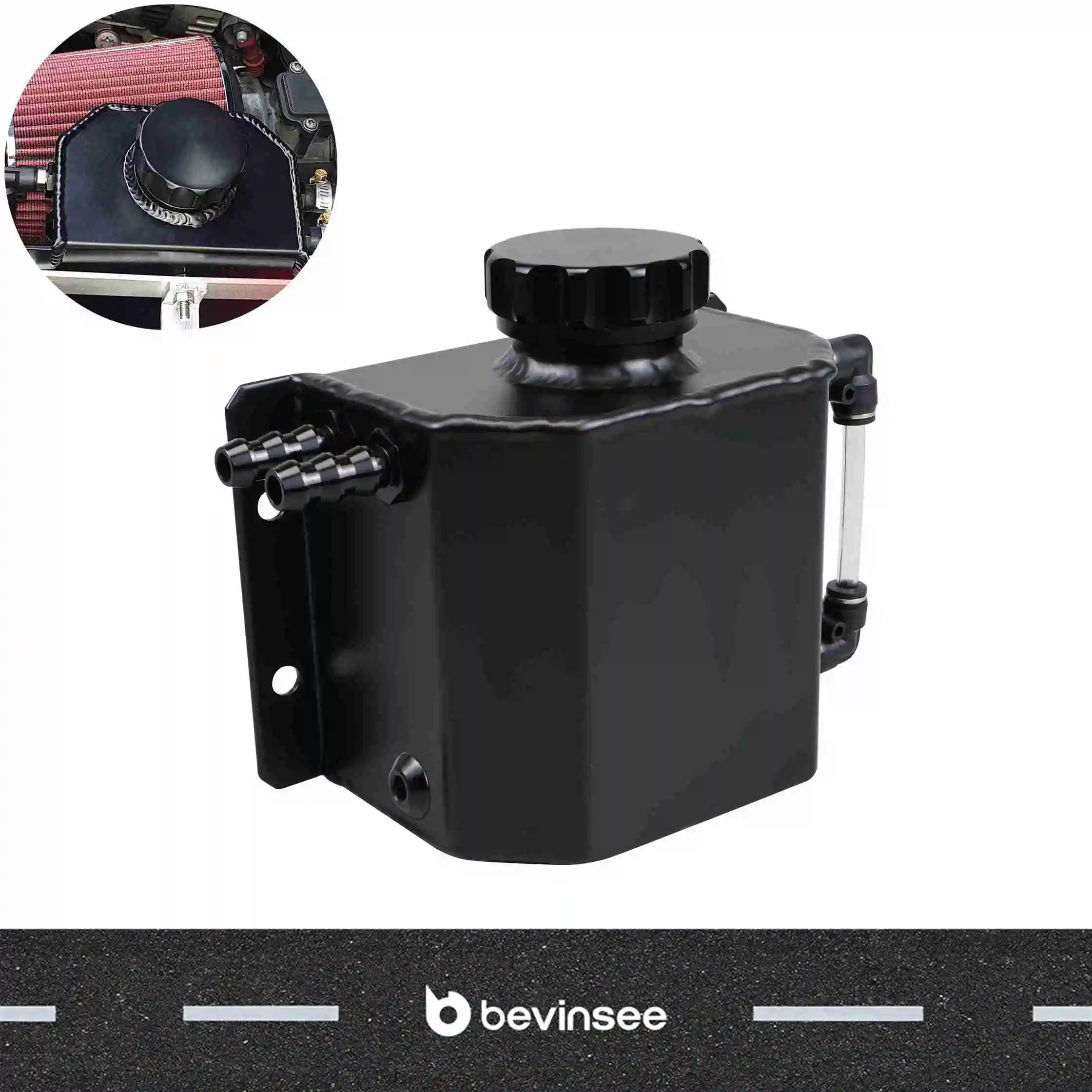 

1L Universal Aluminum Coolant Tank w/Cap Car Oil Reservoir Fuel Tank, Coolant Radiator Overflow Recovery Water Tank Bottle