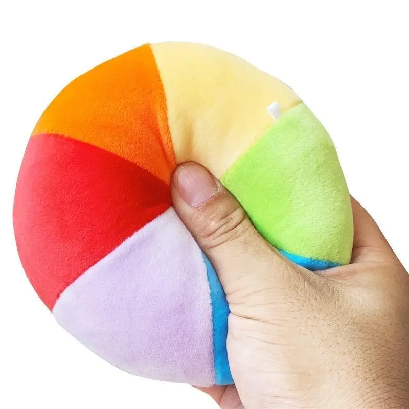 Baby Rainbow Plush Bell Ball 12cm Soft Stuffed Rattle Ball Infant Sensory Toy Early Educational Hand Grasp Toy for Toddler