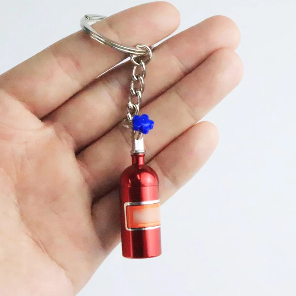 7 Colors Creative NOS Bottle Keychain Aluminum Alloy Nitrogen Bottle Keyrings Auto Metal Key Pendant Car Interior Accessories