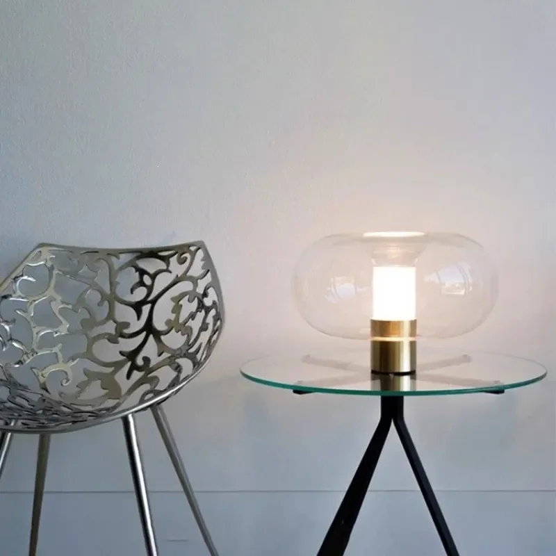 Nordic Glass Table Lamp Modern Minimalist Bedside Light for Bedroom Living Room Decor Designer Art Desk Lighting Fixture