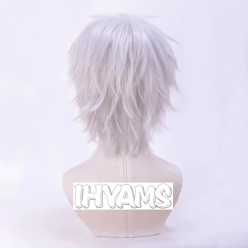 Kalim Al-Asim Cosplay Uomo Parrucca corta argento Cosplay Anime Cosplay Parrucche sintetiche resistenti al calore