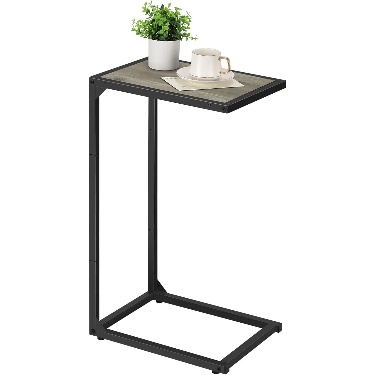 

C-образный торцевой столик для дивана/кровати — компактный приставной столик со съемным подносом, сборка без инструментов для небольших помещений