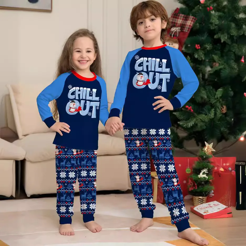 Europe and the United States new letter snowflake printed Christmas family suit children's holiday long sleeve home wear