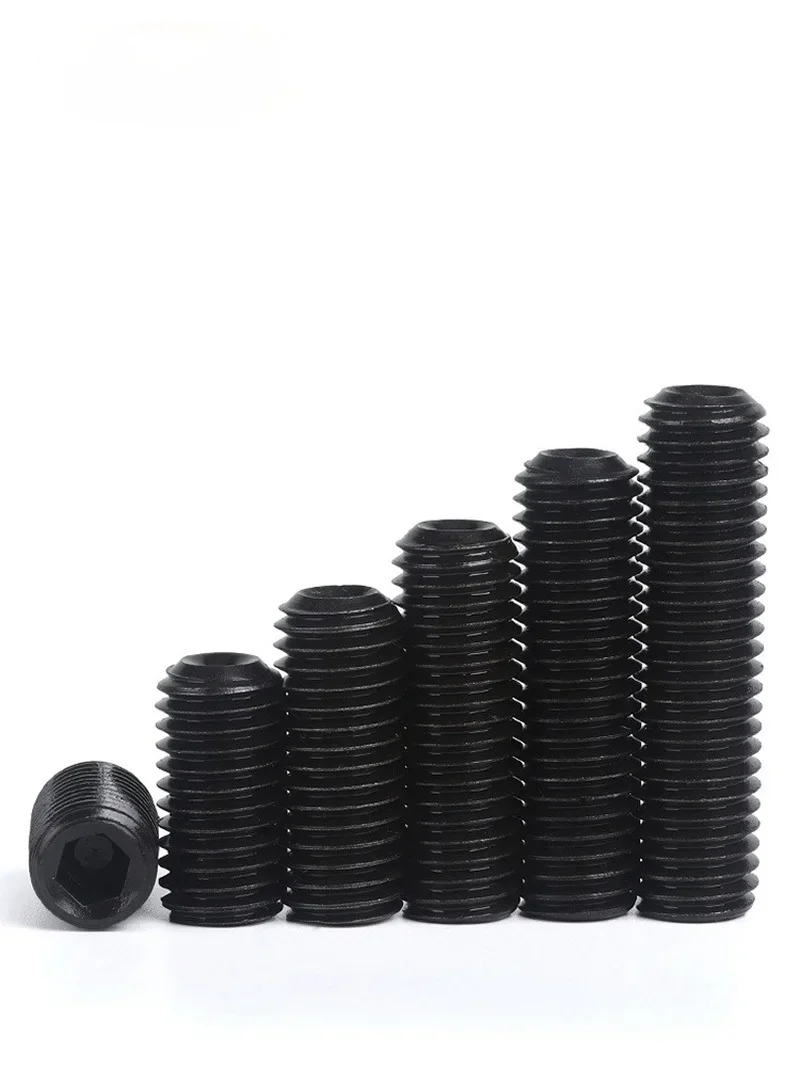 1000pcs Set Screw M3 M4 M5 M6 Hexagon Socket Hex Socket Set Screws Grub Point Screw 12.9 Grade Black L=5-20mm 16mm 10mm 8mm