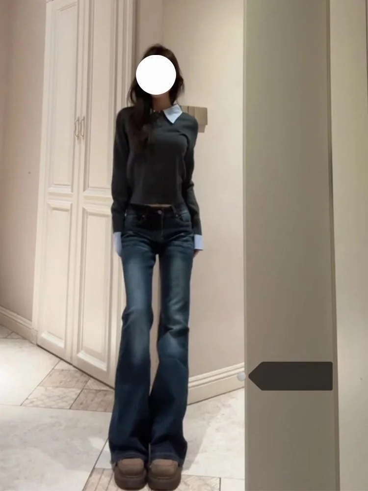 

Женские джинсы-клеш с низкой талией, летние, новые, облегающие, в американском ретро-стиле, джинсы с высокой талией, узкие, облегающие