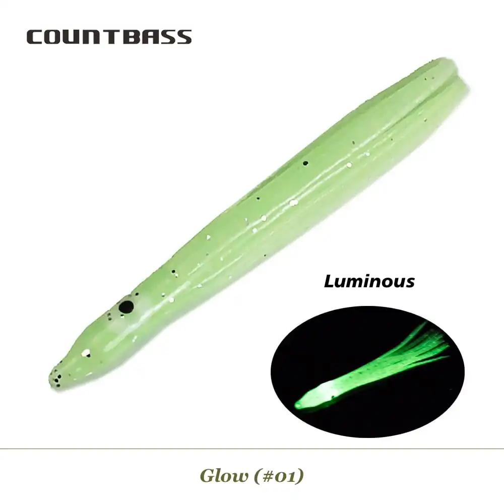 COUNTBASS 100 Stück 4cm 6cm 10cm Leuchtende Nadel-förmige Tintenfisch-Röcke, Weiche Oktopus-Köder, Angelzubehör für Jigging-Hilfsangelhaken – Detail 7