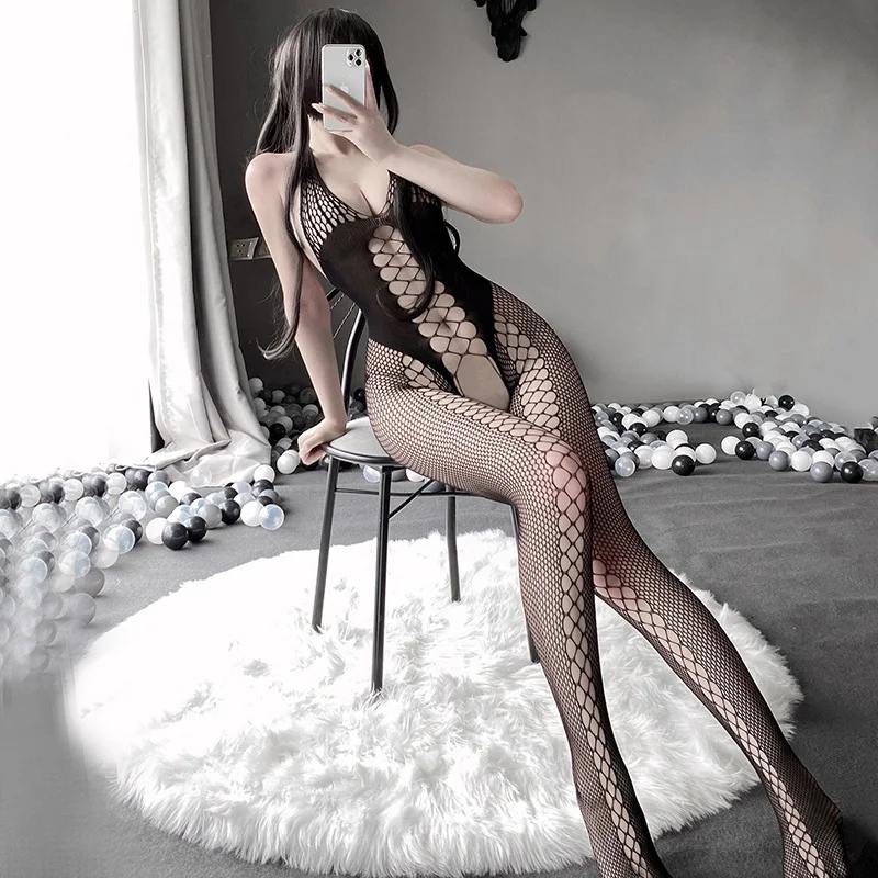 Hot Women See Through Bodystocking Hollow Backless Bodysuit Erotic Open Crotch Fishnet Lingerie Sexy Dominatrix Club Outfits