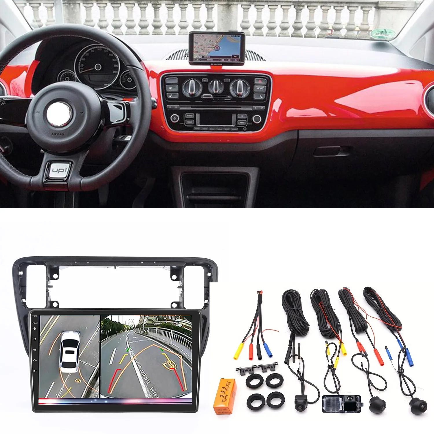 Android Autoradio Carplay GPS-Navigation 360 °   Panoramakamera für Skoda Citigo E-Citigo/Seat Ibiza/Seat Mii/VW UP e-up e-Load