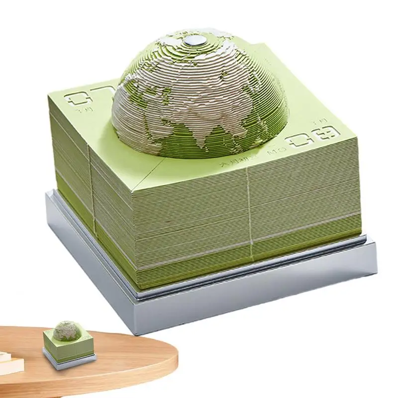 

3D Earth Calendar 3D Art Calendar Memo Pad 2024 Sculpture Paper Earth Model Rip-Away Paper Carving Sticky Creative Desk Notepad