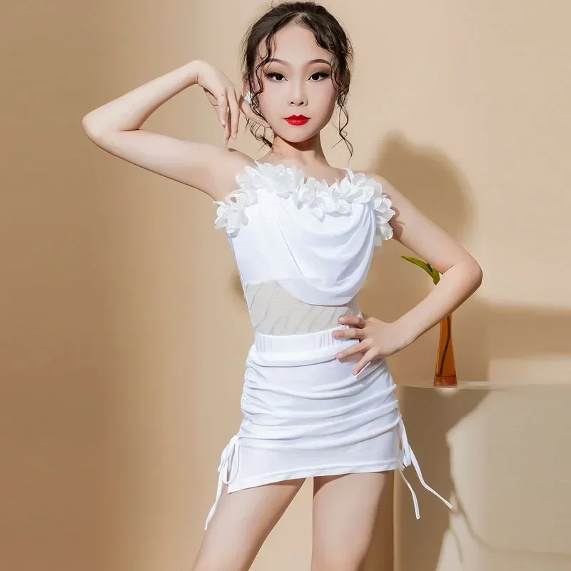Meisjes zomer kinderen high-end 2025 Latin danskostuum praktijk prestatie kostuum Sling Latin dans rok set