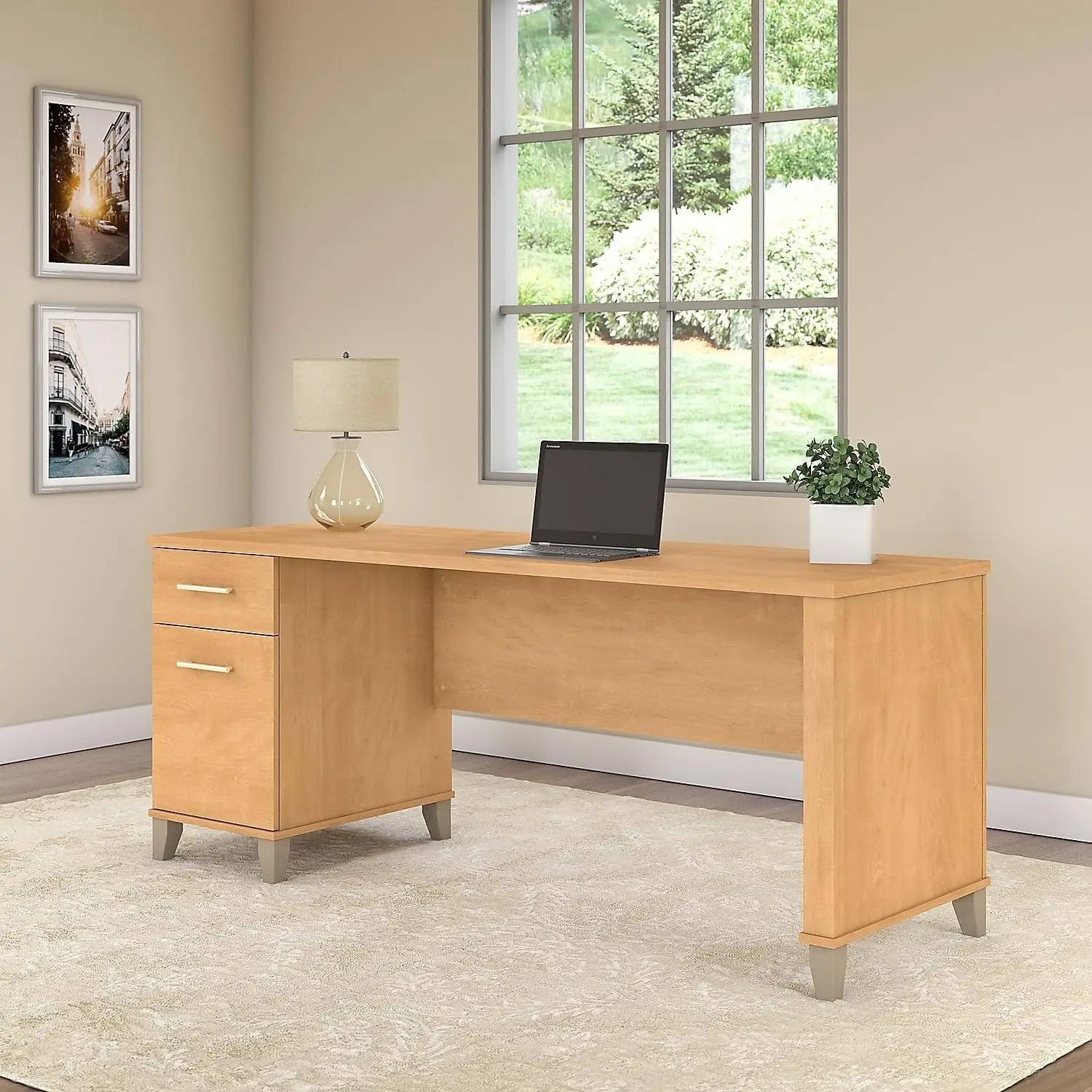 Bush Furniture Somerset 72W Office Desk With Drawers In Maple Cross