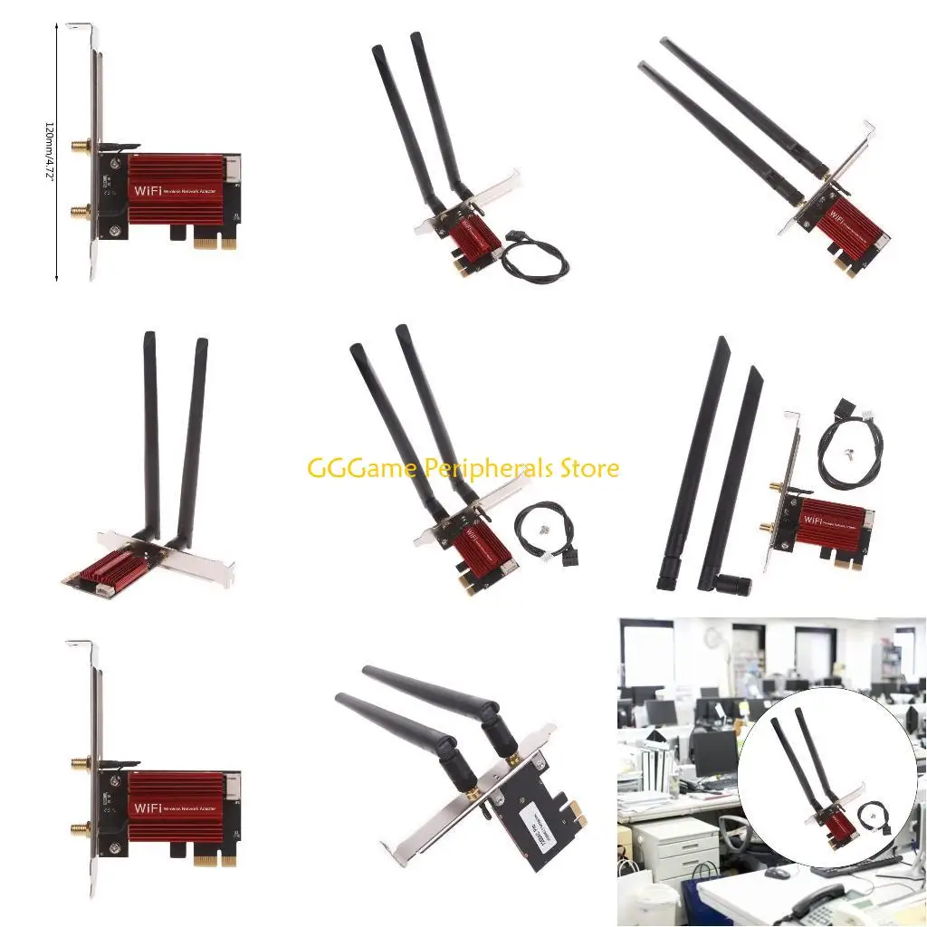 

U55B 2.4G 5GHz Desktop Wireless Wifi Card BT 4.2 Adapter +Antenna for Windows