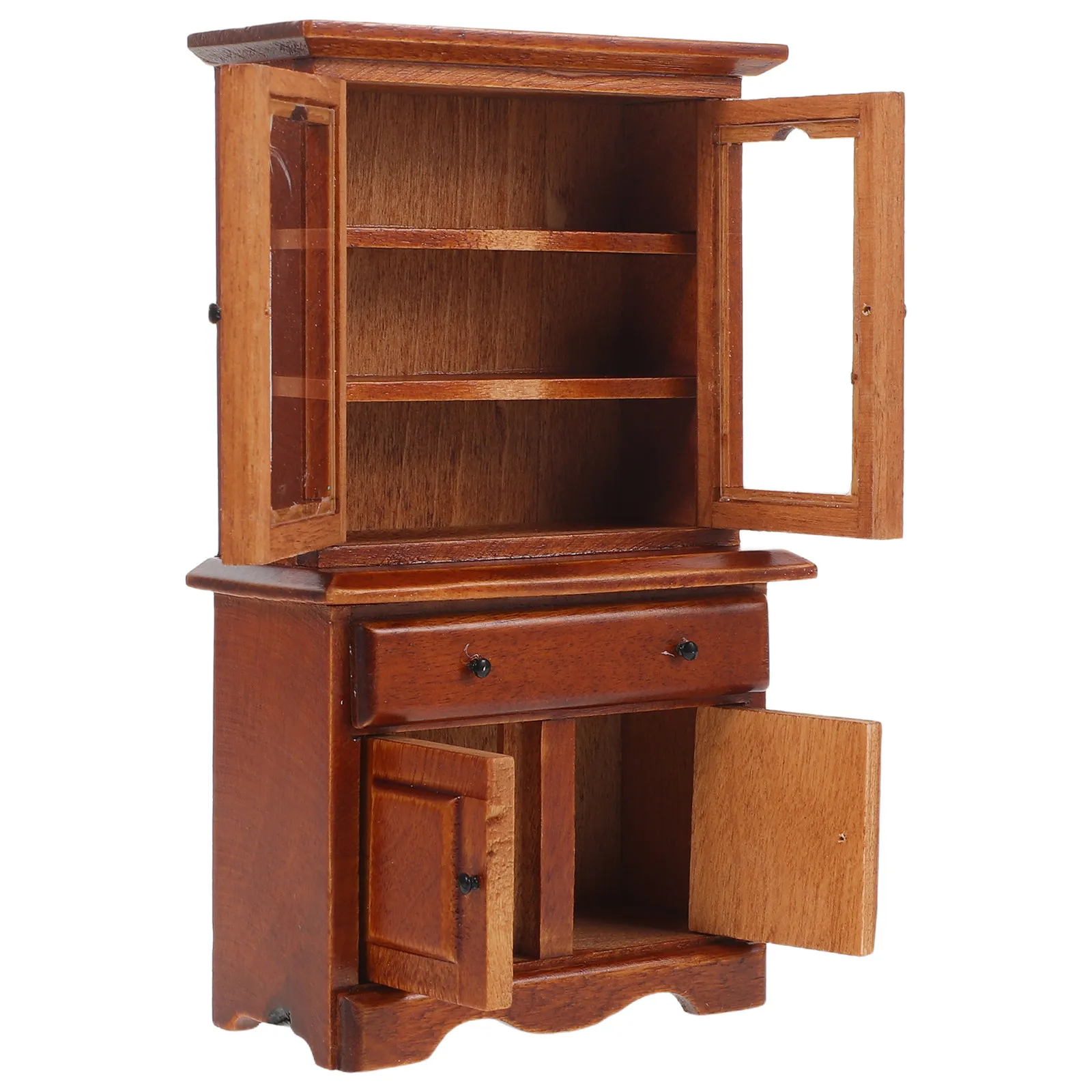 

Miniature Dollhouse Cabinet Bookshelf 1:12 Scale Realistic Wooden Mini Storage Shelf for Tiny Home Decor Dollhouse Accessories