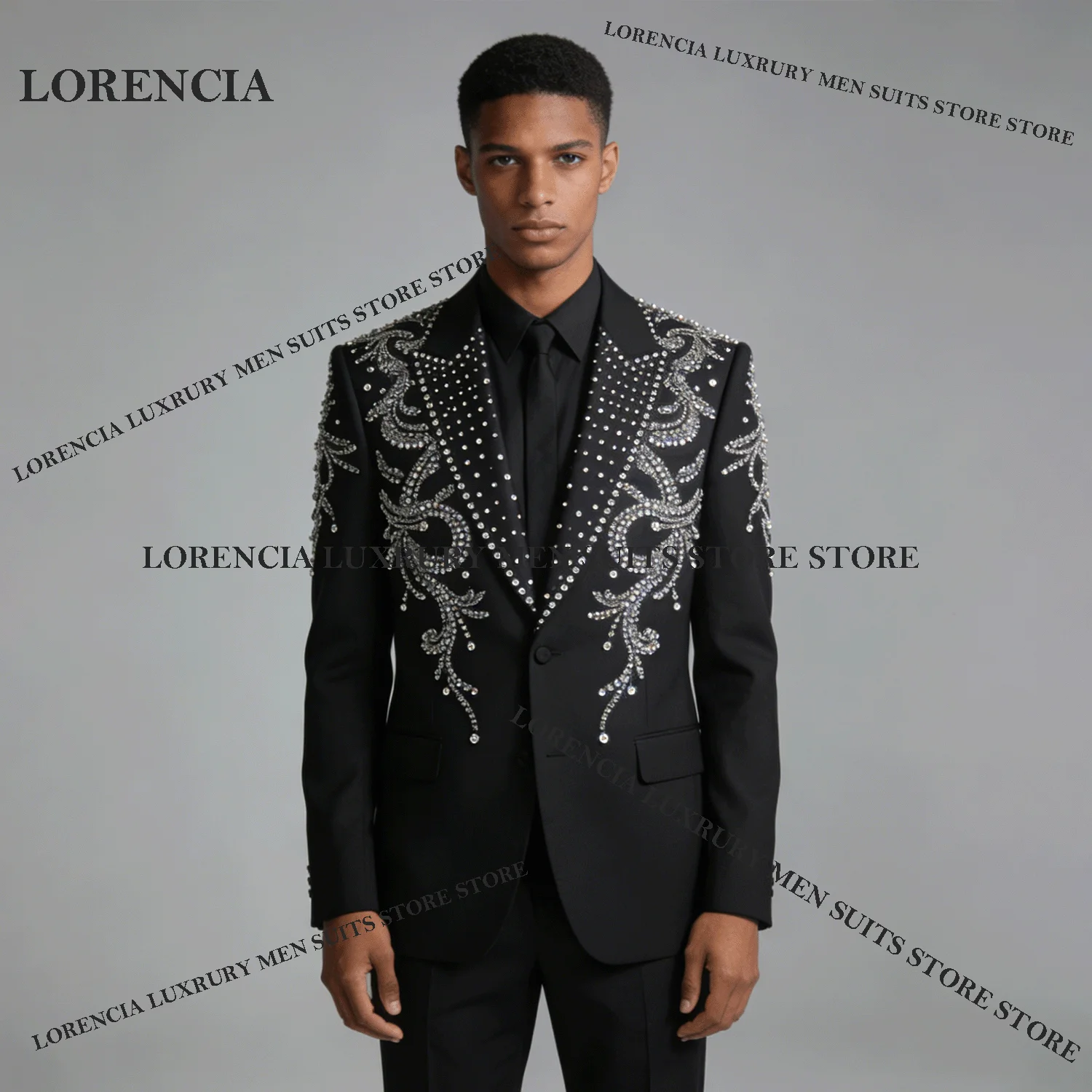 

Customized Elegant Men Diamond Design Suits Handsome Wedding Tuxedos Sparkle Slim Ropa hombre 2 Pieces Sets Groom Male Blazers