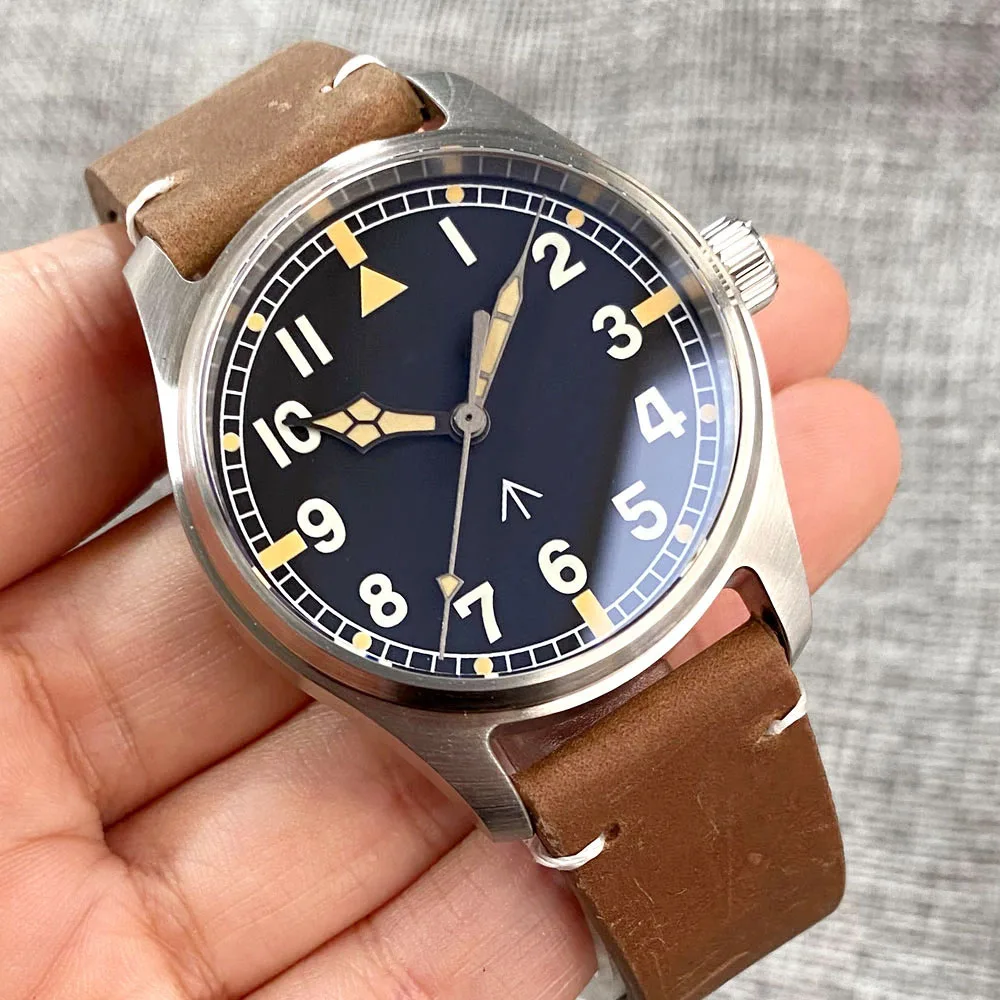 

Tandorio 39mm Pilot Fashion NH35 PT5000 Mechanical Watch Men Vintage Hand Sapphire Orologio Pilota Montre Field Pilote 200m