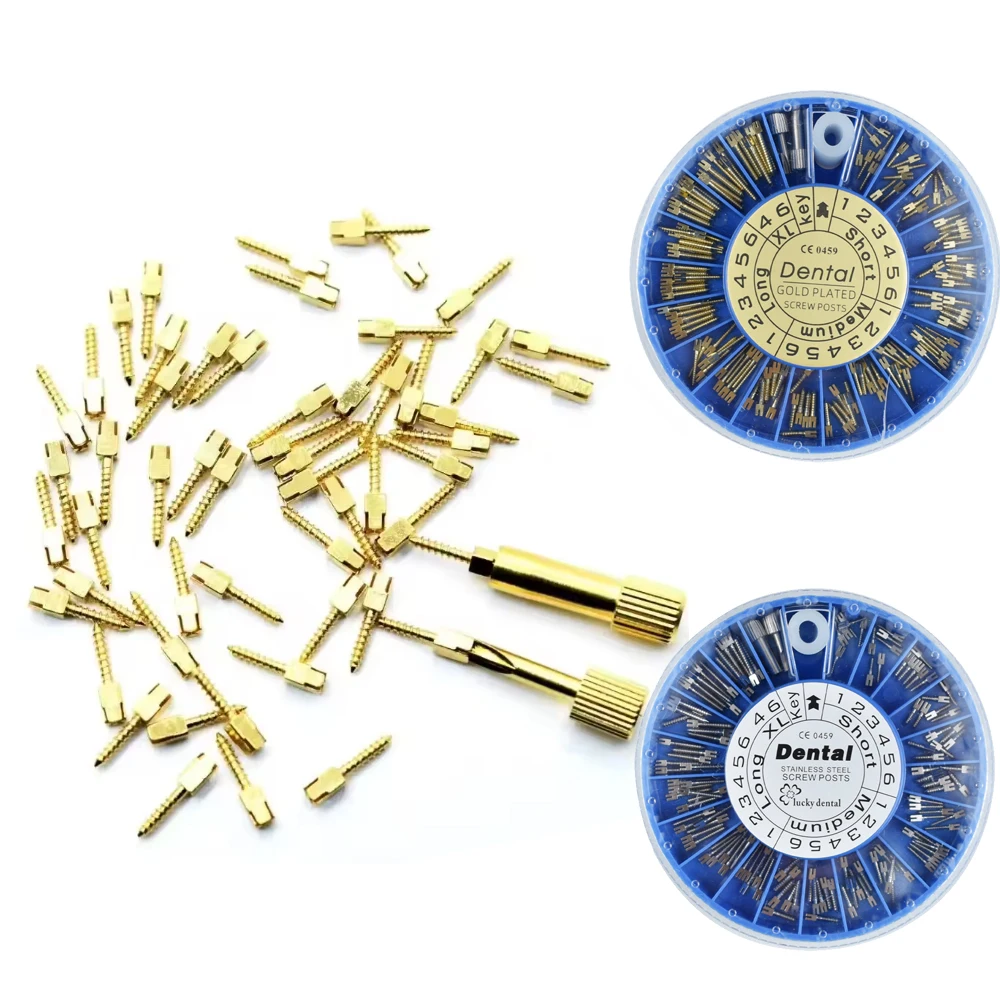 

Dental Endodontic Conical Screw Post Root Canal Pins Gold Plated Quartz Stainless Steel Endo Restoration Tool